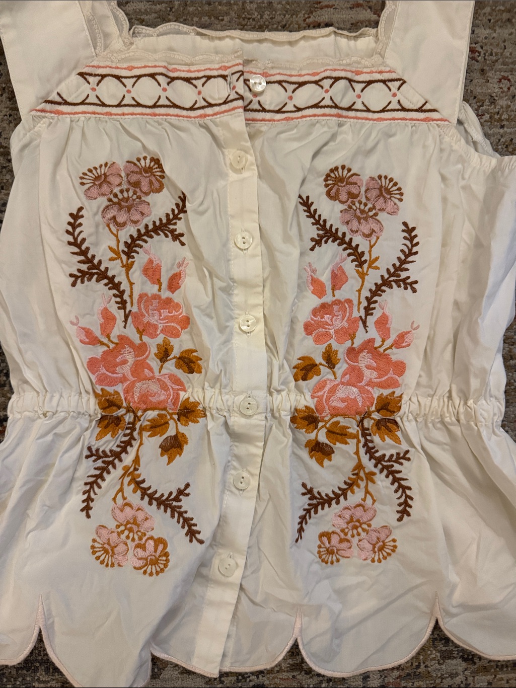 Nwot Spartina White Floral Embroidered Button-Front Tank Top — image 4 of 4